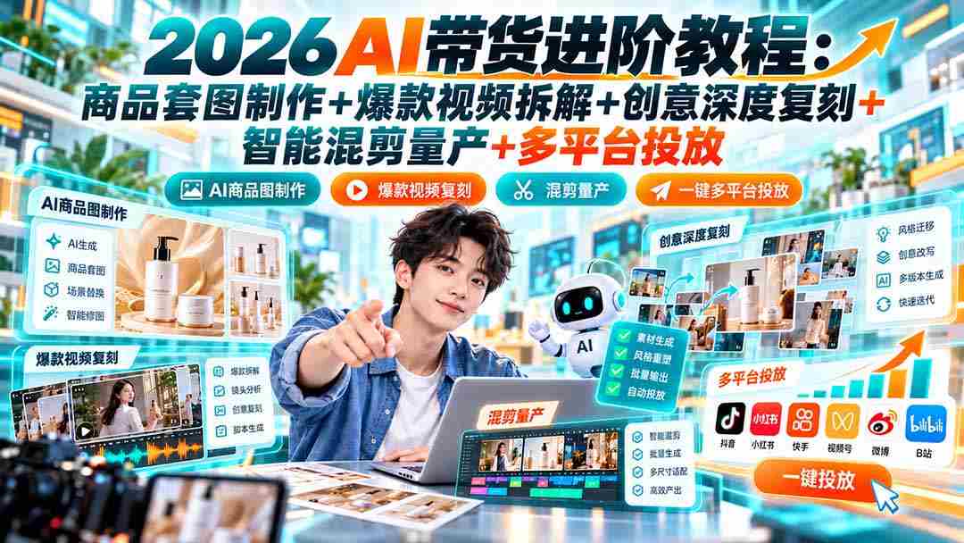 2026年AI助力带货技巧揭秘：商品美图打造+热门视频解析+原创设计深度还原+智能剪辑批量生产+跨平台推广策略