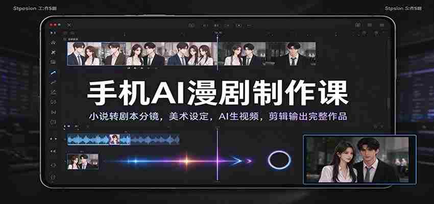 手机AI漫剧制作课：小说转剧本分镜，美术设定，AI生视频，剪辑输出完整作品