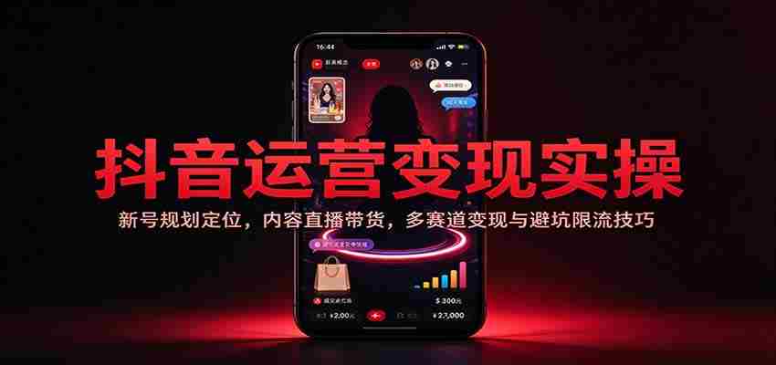 揭秘抖音运营实战攻略：新手账号策略布局，直播带货技巧，多元化盈利路径与规避风险策略