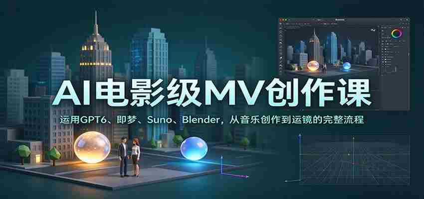 AI电影级MV创作课：运用GPT6、即梦、Suno、Blender，从音乐创作到运镜的完整流程