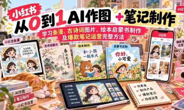 2026年小红书AI创作指南：从零基础到爆款笔记，涵盖条漫、古诗词图绘、绘本制作及运营技巧详解