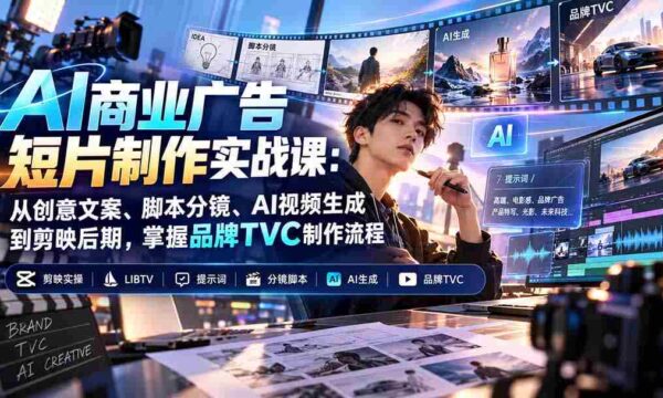 实战解析：AI助力商业广告短片制作全攻略——创意文案构思、脚本分镜设计、AI视频生成及剪映后期剪辑，一网打尽品牌TVC制作精髓