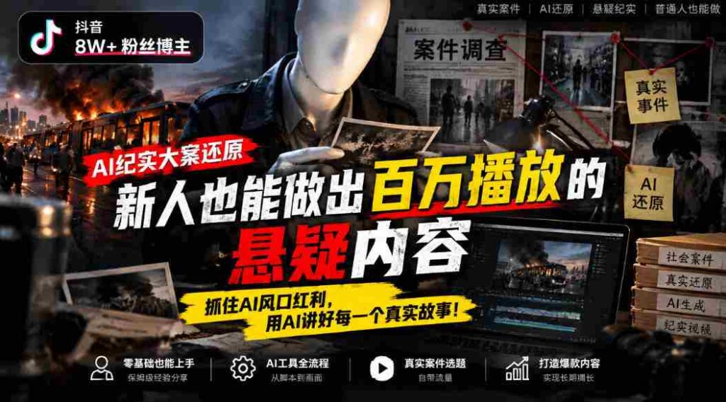 揭秘抖音8万粉丝大V如何利用AI技术制作纪实悬疑大片：小白也能轻松打造百万播放爆款，搭乘AI浪潮，讲述千姿百态的真实人生