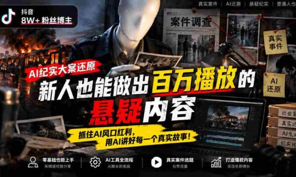 揭秘抖音8万粉丝大V如何利用AI技术制作纪实悬疑大片：小白也能轻松打造百万播放爆款，搭乘AI浪潮，讲述千姿百态的真实人生