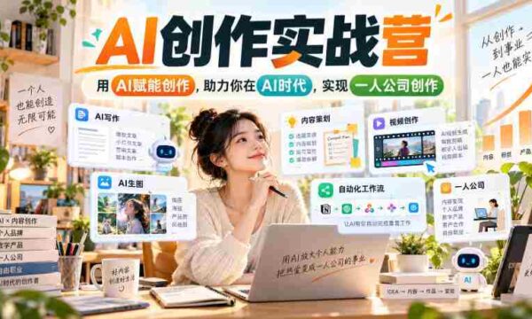 AI赋能创作训练营：打造个人创意工作室，引领AI时代独立创作潮流