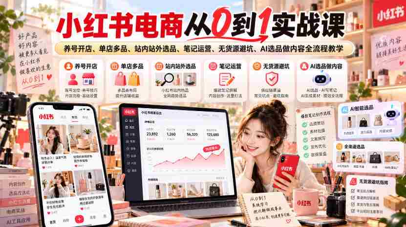 揭秘小红书电商崛起之路：从零开始，打造爆款笔记，掌握全链路运营技巧