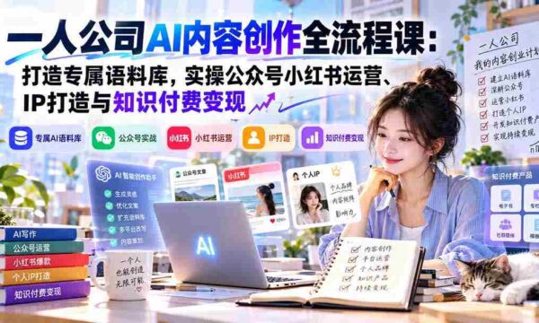 AI赋能独立企业：构建个性化语料库，实战公众号与小红书运营、IP塑造及知识变现策略详解