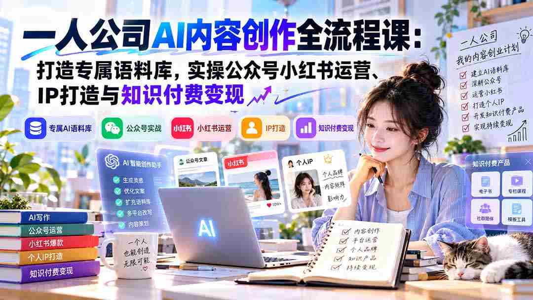 AI赋能独立企业：构建个性化语料库，实战公众号与小红书运营、IP塑造及知识变现策略详解