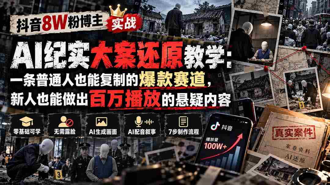 揭秘抖音8万粉丝博主AI纪实神作重现：揭秘一条新手可学的热门赛道，轻松打造百万观看的悬疑盛宴