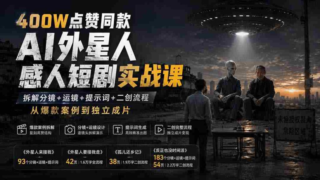 独家揭秘：400万点赞爆款AI外星短片制作攻略-9月最新教程：全面剖析镜头语言、剪辑技巧及创意构思，一学就会，独立创作大片