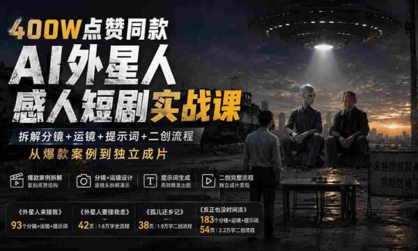独家揭秘：400万点赞爆款AI外星短片制作攻略-9月最新教程：全面剖析镜头语言、剪辑技巧及创意构思，一学就会，独立创作大片