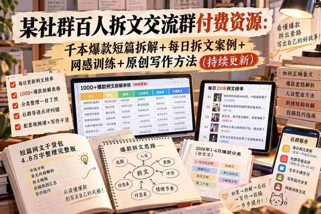十月社群盛宴：千人拆文精英圈，海量爆款短篇解析+实战拆文案例+网感锤炼+独家原创写作秘籍揭晓