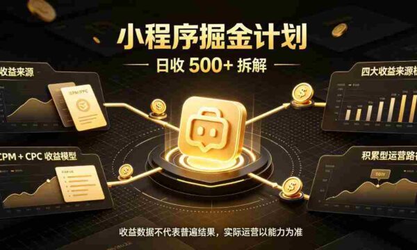 揭秘：日进斗金的小程序推广攻略，腾讯官方保障收益，高客户留存，持续稳定获利