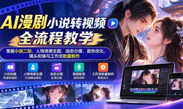 一招掌握AI漫剧小说转视频全技巧：从小说二创到音色优化，解锁场景生图与动态分镜艺术