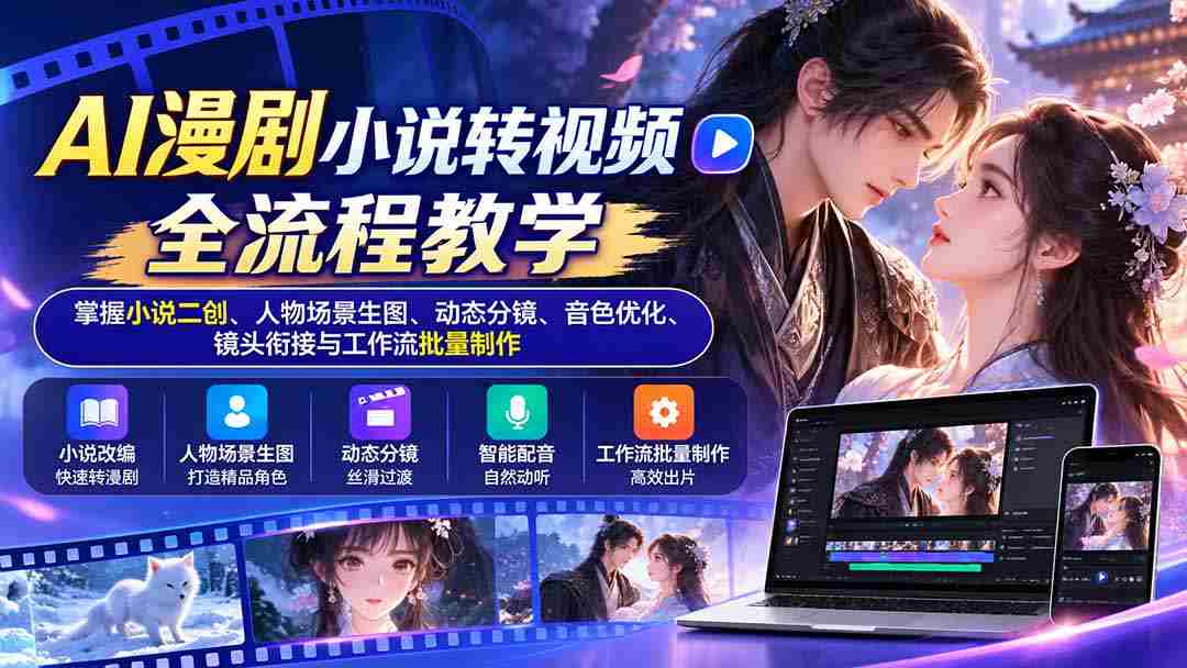 一招掌握AI漫剧小说转视频全技巧：从小说二创到音色优化，解锁场景生图与动态分镜艺术