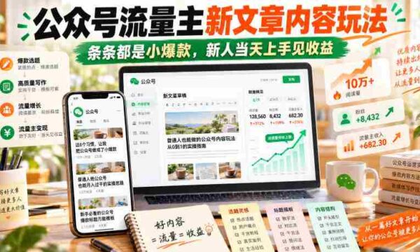 探索公众号流量主新攻略：轻松创作，篇篇爆款，新手速成，即刻盈利