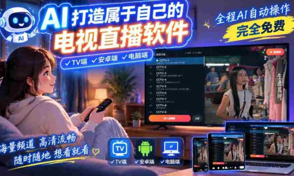 AI一键打造全平台直播软件，电脑、安卓、电视无缝兼容，免费体验流畅无卡，尽享直播新境界