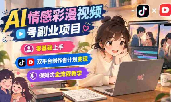轻松开启AI情感彩漫副业，新手也能轻松掌握！双平台创作者盈利攻略，一站式保姆级教程助力变现