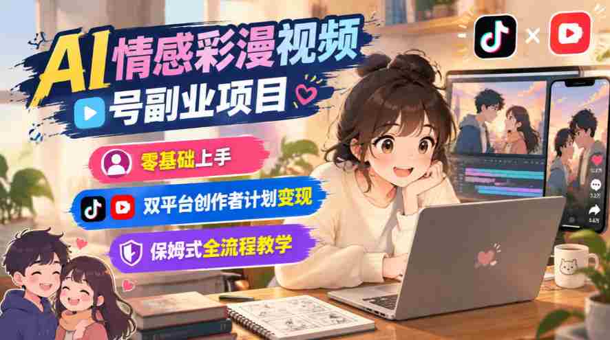 轻松开启AI情感彩漫副业，新手也能轻松掌握！双平台创作者盈利攻略，一站式保姆级教程助力变现