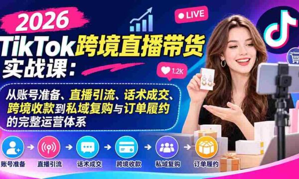 2026年TikTok国际直播销售实战指南：全方位解析账号搭建、直播吸粉、沟通成交、跨国结算及私域维护与订单执行的运营攻略