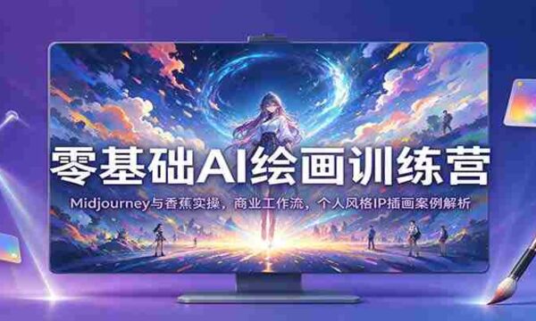 零基础AI绘画训练营：Midjourney与香蕉实操，商业工作流，个人风格IP插画案例解析