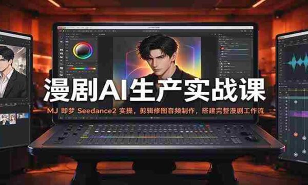 漫剧AI生产实战课：MJ 即梦 Seedance2 实操，剪辑修图音频制作，搭建完整漫剧工作流