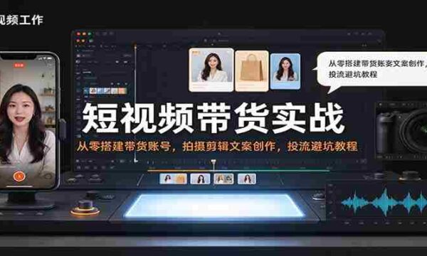 零基础短视频带货全攻略：打造热门账号，学会拍摄剪辑与文案，流量投放技巧与避坑指南