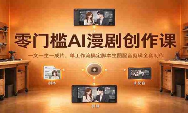 零门槛AI漫剧创作课：一文一生一成片，单工作流搞定脚本生图配音剪辑全套制作