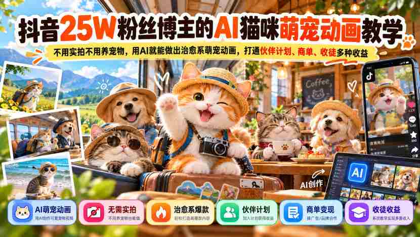 AI助力抖音达人打造25万粉丝萌宠动画：无需实拍与养宠，一招解锁商业盈利新路径