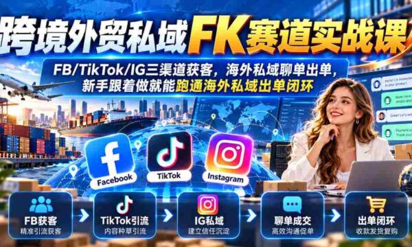 实战攻略：征战跨境电商私域市场，掌握FB、TikTok、IG多平台吸粉技巧，轻松实现海外私域订单转化全链路