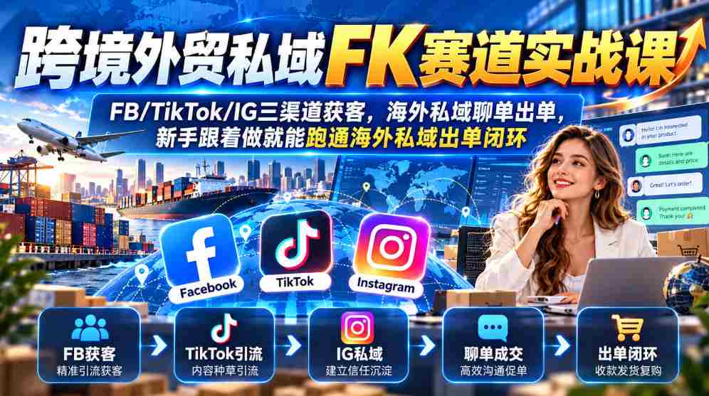 实战攻略：征战跨境电商私域市场，掌握FB、TikTok、IG多平台吸粉技巧，轻松实现海外私域订单转化全链路