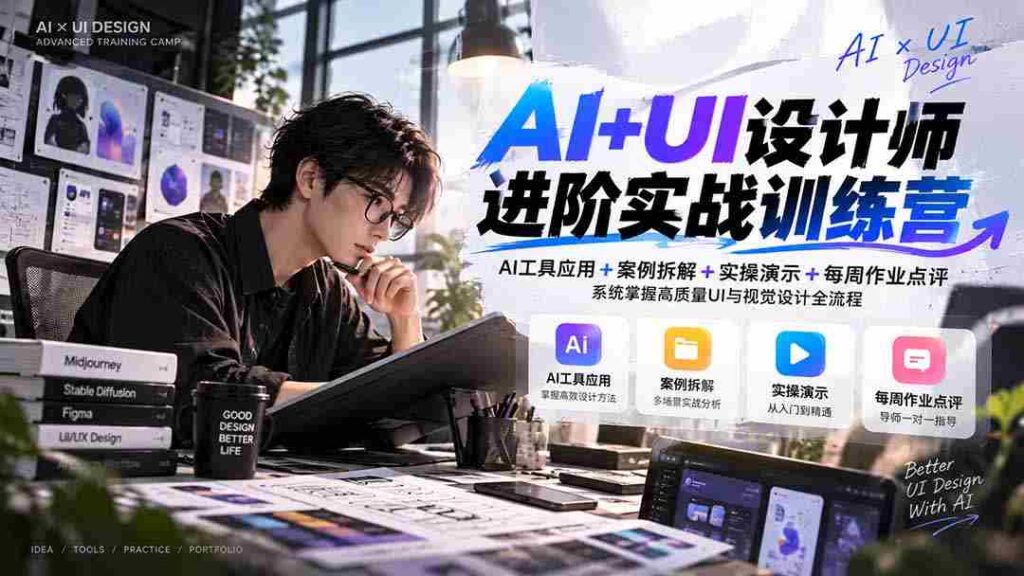 纯享版】AI与UI设计高手班第四季：深度解析AI工具，案例剖析，实战演练，作业精评，解锁UI视觉设计全技能
