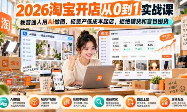 2026年淘宝创业攻略：零基础AI绘图技巧，轻松资产起步，告别铺货囤货误区