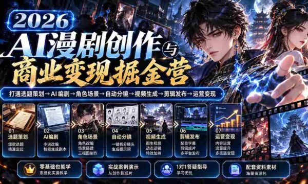 2026AI影视盛宴】从创意构思到商业盈利，漫剧制作全流程深度解析与实战技巧