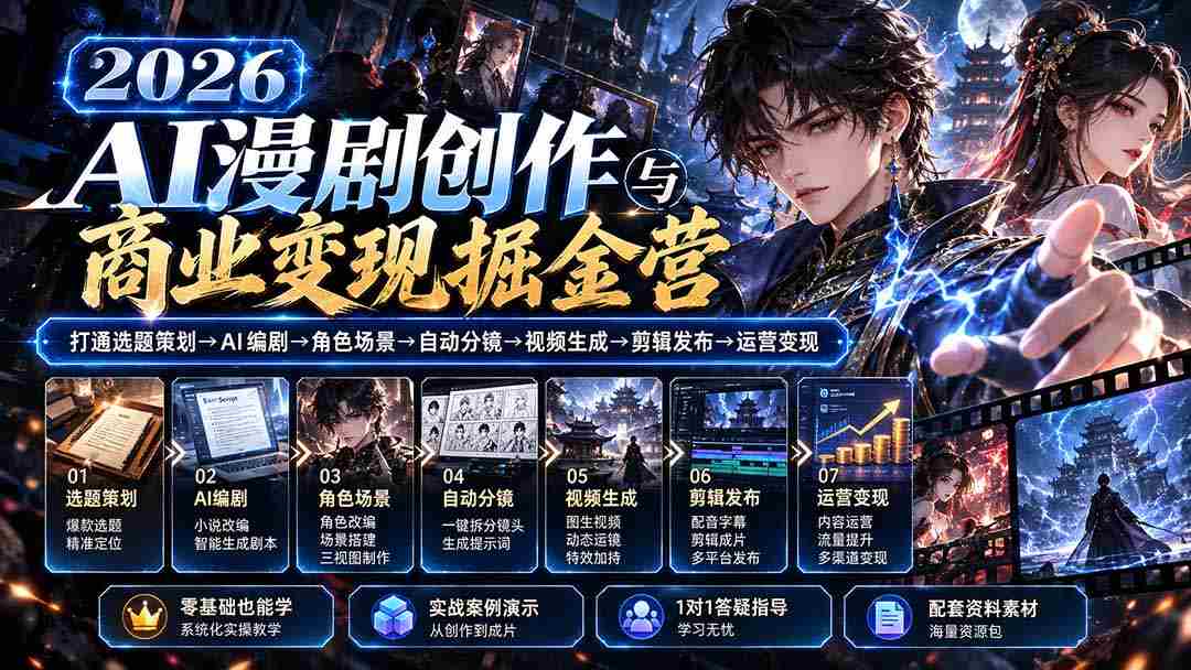 2026AI影视盛宴】从创意构思到商业盈利，漫剧制作全流程深度解析与实战技巧