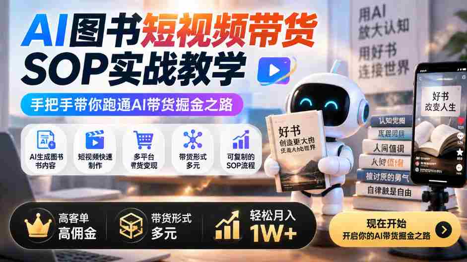 揭秘AI图书短视频带货攻略：全方位实操教程，助你轻松月入过万，多渠道高收益，一招掌握AI掘金秘籍