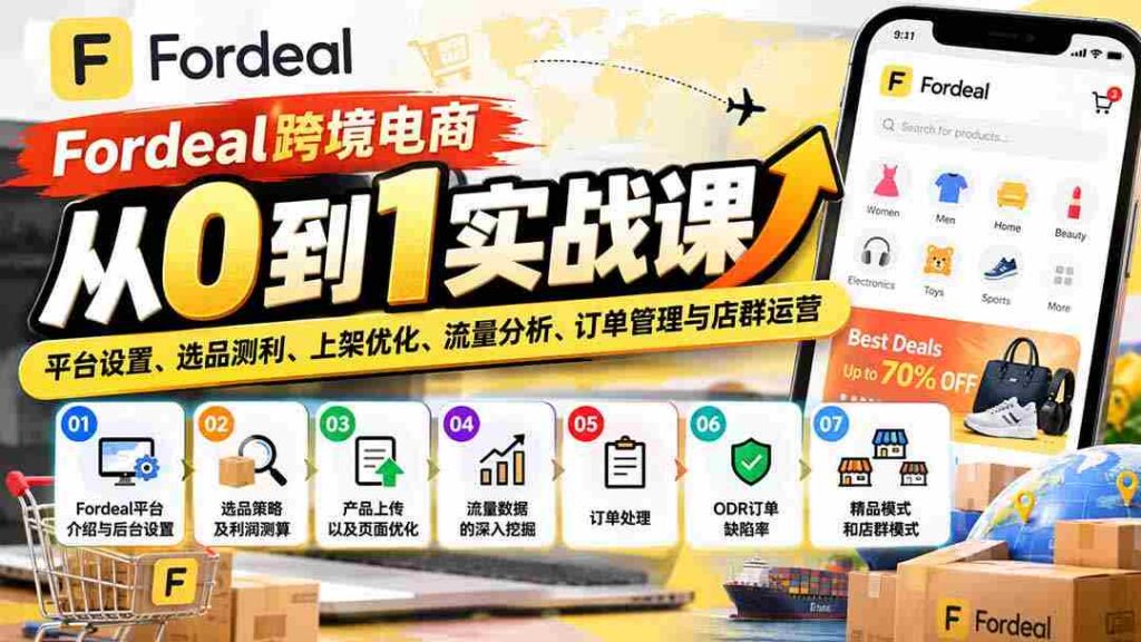 从零起步玩转Fordeal跨境电商：全面解析平台搭建、精选商品、优化上架、流量掌控、订单处理与店铺群运营攻略