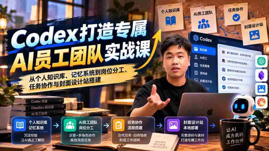 零水印】Codex定制AI团队实战教程：构建个人知识库、优化记忆系统及岗位协作与封面设计平台搭建