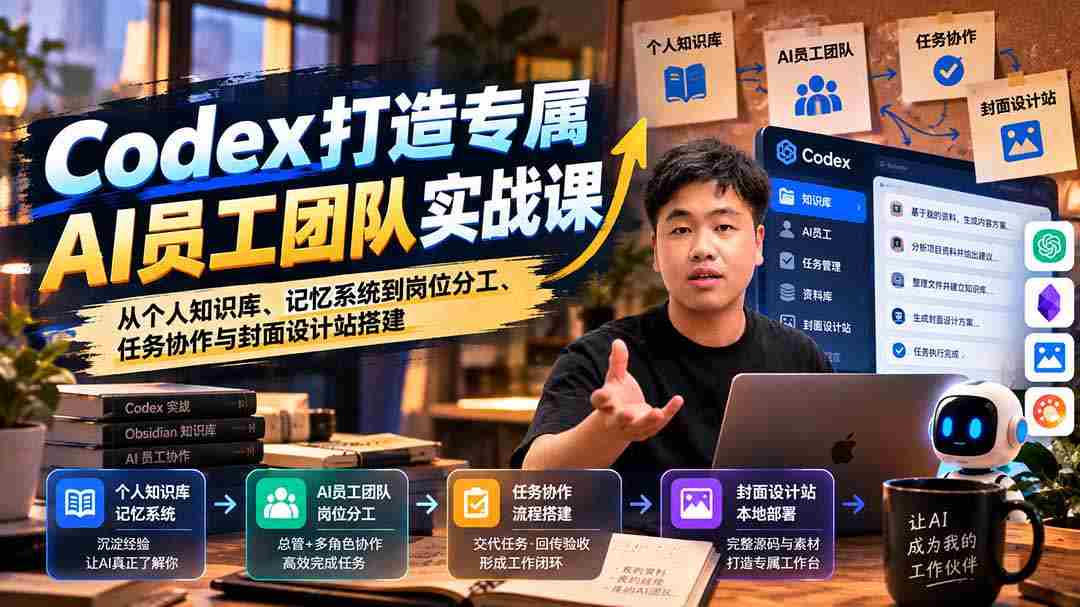 零水印】Codex定制AI团队实战教程：构建个人知识库、优化记忆系统及岗位协作与封面设计平台搭建