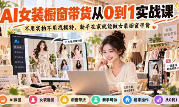 从零起步，AI助力女装橱窗直播带货攻略：无需实拍，无需模特，新手轻松在家开启电商之旅