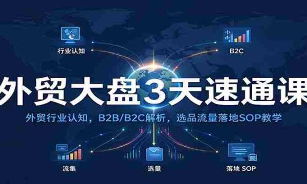 外贸大盘3天速通课：外贸行业认知，B2B/B2C解析，选品流量落地SOP教学