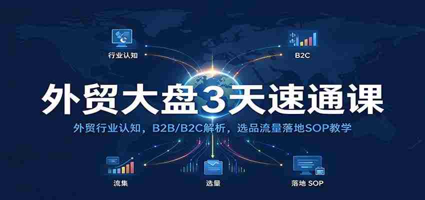外贸大盘3天速通课：外贸行业认知，B2B/B2C解析，选品流量落地SOP教学