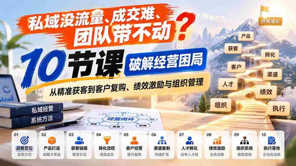 突破私域困境：10堂课程助你轻松拓客、提升业绩，团队高效管理全方位解锁