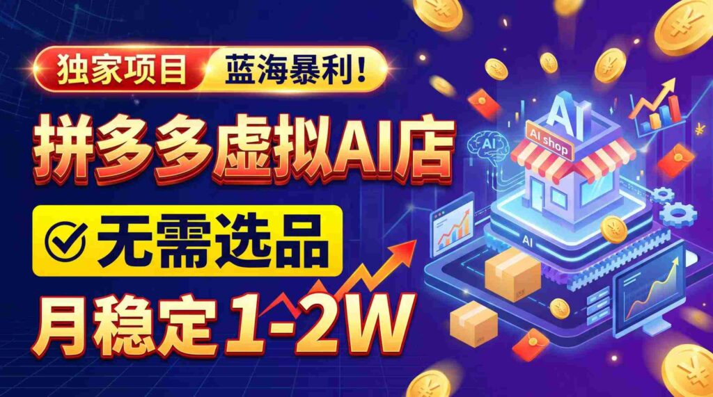 2026年巨利商机，拼多多AI店铺轻松启动，无需费心选品，月入轻松过万，完美副业/全职两相宜！