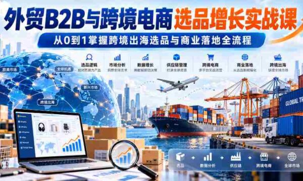 外贸B2B与跨境电商产品挑选策略深度研修班：零基础入门，精通跨境贸易选品及市场布局技巧