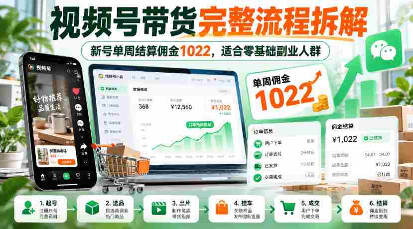 揭秘视频号带货全攻略：新手一周轻松赚千，副业新选择！