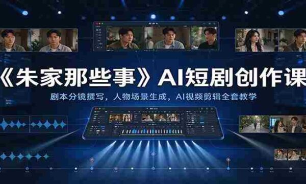 《朱家那些事》AI短剧创作课：剧本分镜撰写，人物场景生成，AI视频剪辑全套教学