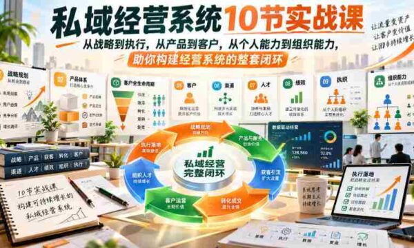 10堂私域运营精髓课程，全方位解析战略执行、产品客户、个人组织能力，构建经营闭环全方位指南