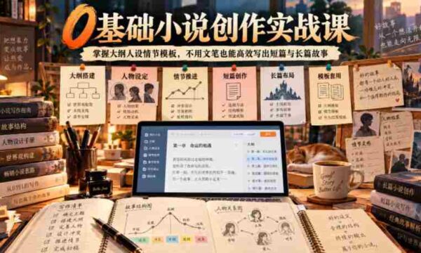 0基础小说创作实战课｜掌握大纲人设情节模板，不用文笔也能高效写出短篇与长篇故事