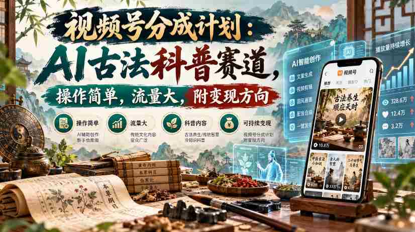 AI古法科普热潮来袭，视频号分成新玩法，操作便捷流量丰，揭秘盈利新路径